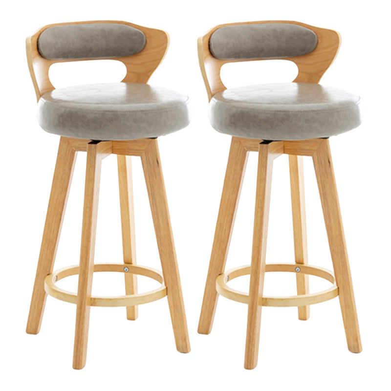 Contemporary Counter Round Bar Stool Armless Wood Bar Stool with Footrest