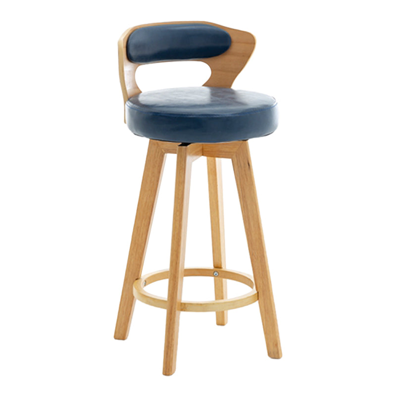 Contemporary Counter Round Bar Stool Armless Wood Bar Stool with Footrest