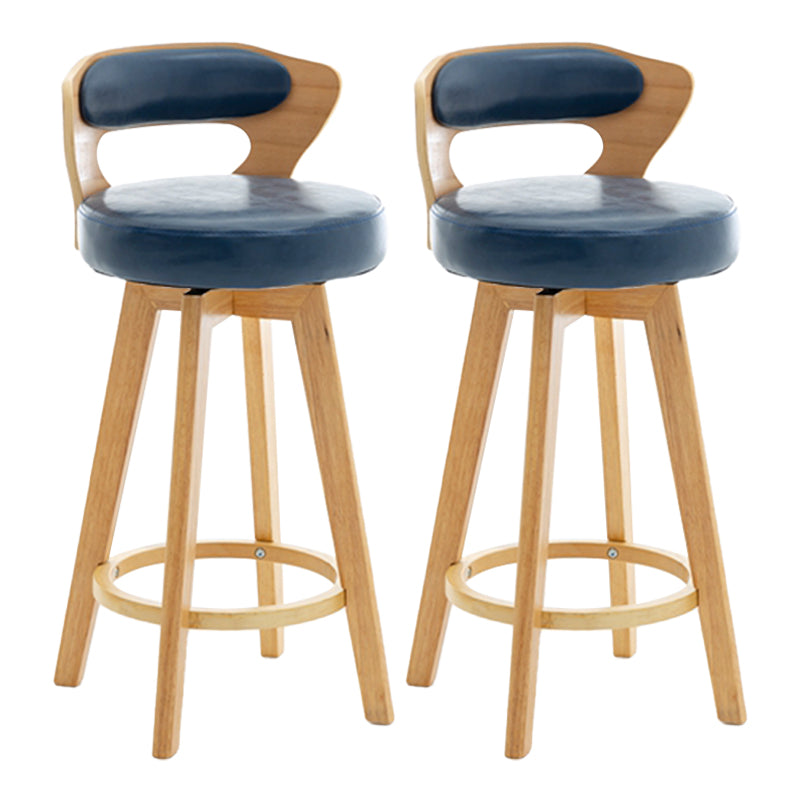 Contemporary Counter Round Bar Stool Armless Wood Bar Stool with Footrest