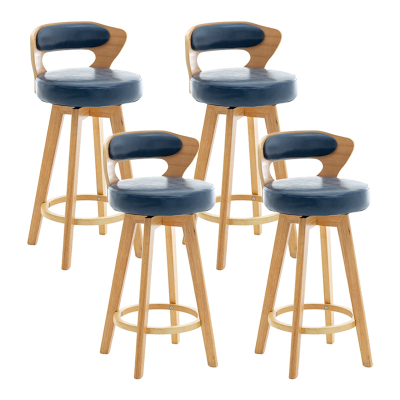 Contemporary Counter Round Bar Stool Armless Wood Bar Stool with Footrest