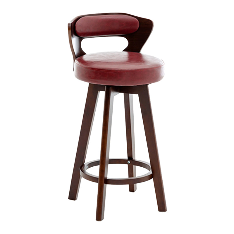 Contemporary Counter Round Bar Stool Armless Wood Bar Stool with Footrest