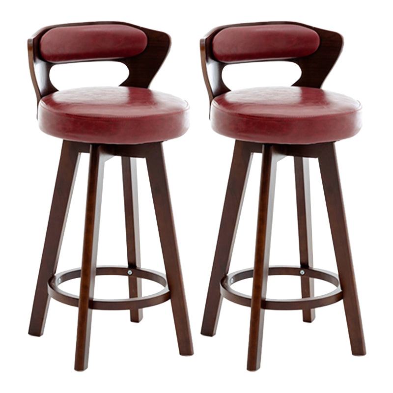 Contemporary Counter Round Bar Stool Armless Wood Bar Stool with Footrest