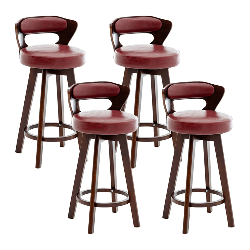 Contemporary Counter Round Bar Stool Armless Wood Bar Stool with Footrest