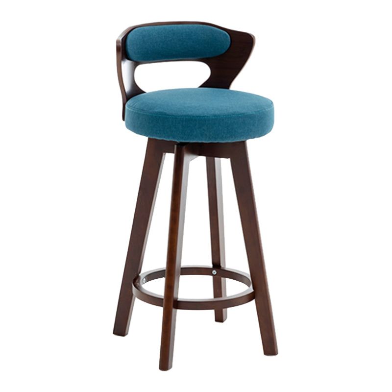 Contemporary Counter Round Bar Stool Armless Wood Bar Stool with Footrest