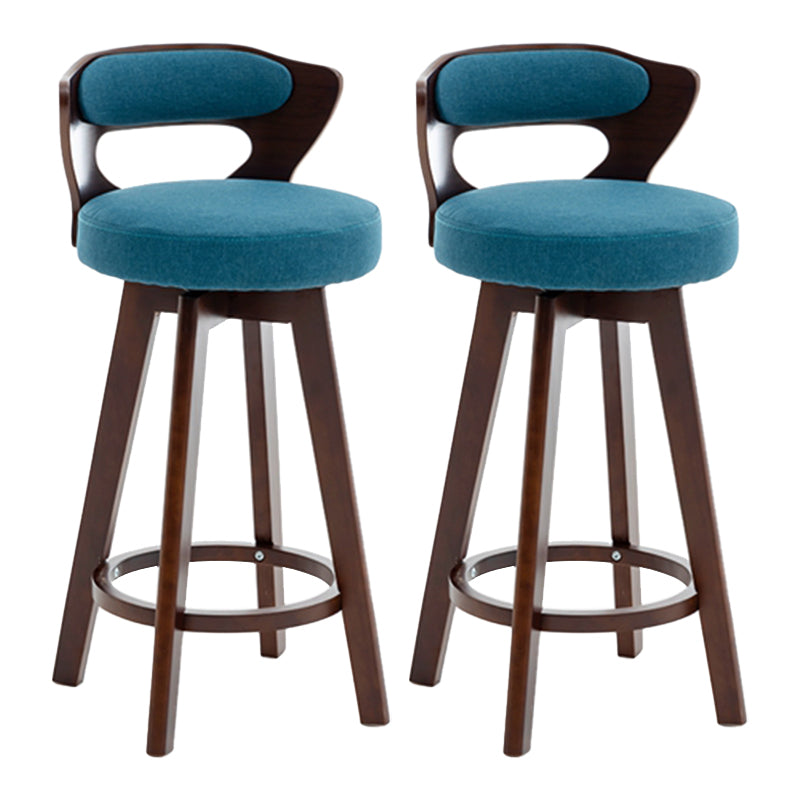 Contemporary Counter Round Bar Stool Armless Wood Bar Stool with Footrest