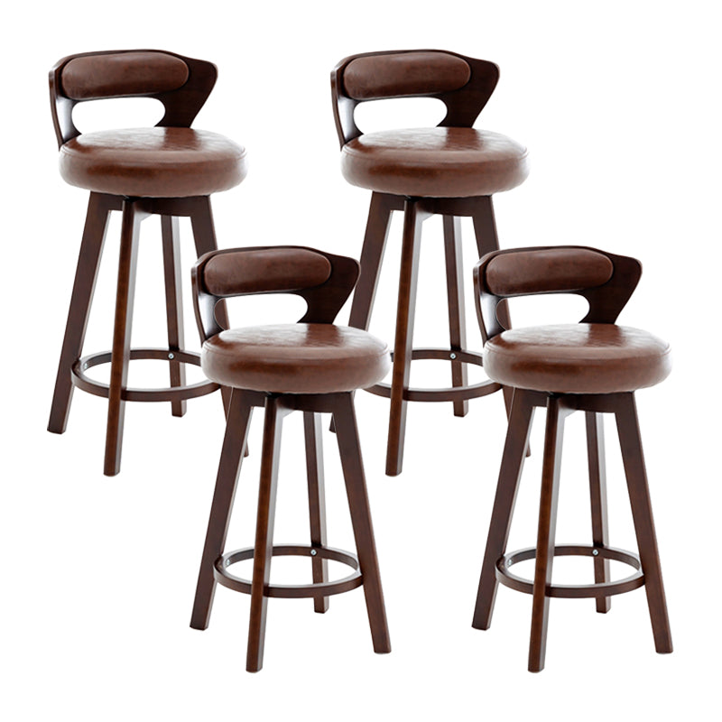 Contemporary Counter Round Bar Stool Armless Wood Bar Stool with Footrest