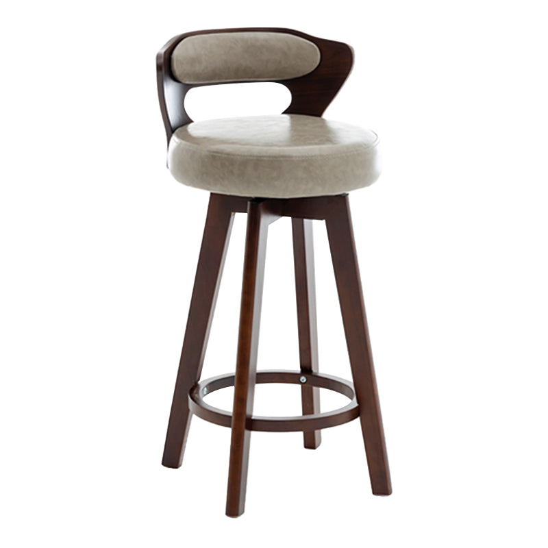 Contemporary Counter Round Bar Stool Armless Wood Bar Stool with Footrest