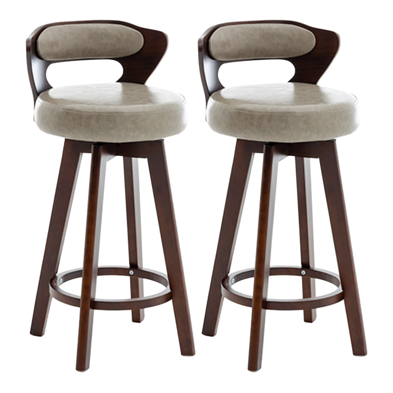 Contemporary Counter Round Bar Stool Armless Wood Bar Stool with Footrest