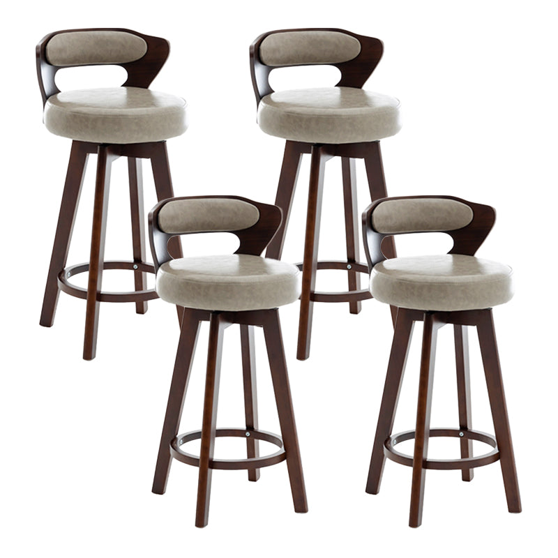 Contemporary Counter Round Bar Stool Armless Wood Bar Stool with Footrest