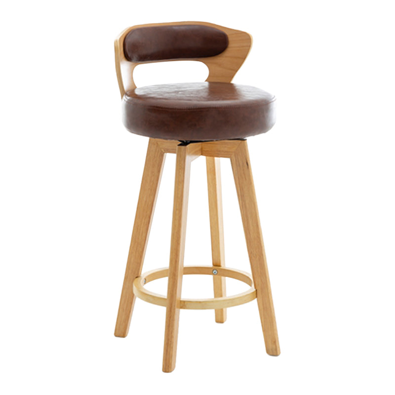 Contemporary Counter Round Bar Stool Armless Wood Bar Stool with Footrest