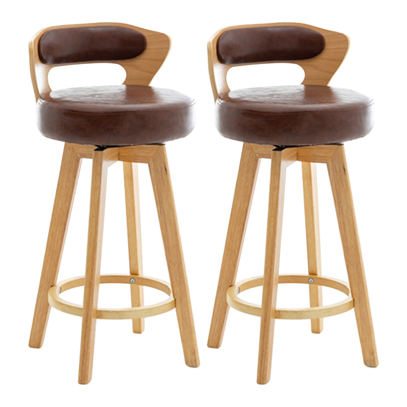 Contemporary Counter Round Bar Stool Armless Wood Bar Stool with Footrest
