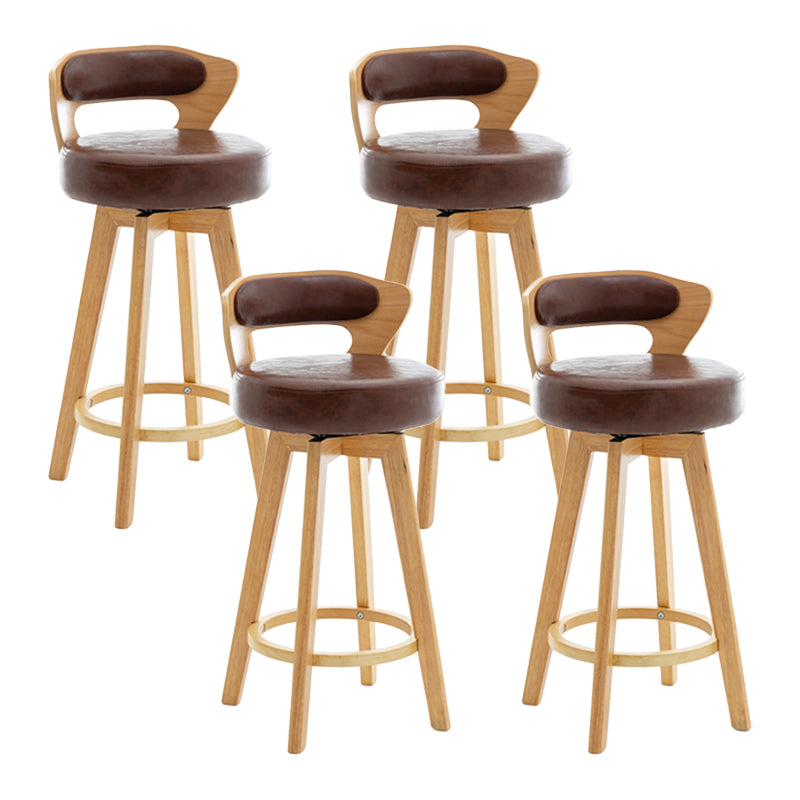 Contemporary Counter Round Bar Stool Armless Wood Bar Stool with Footrest