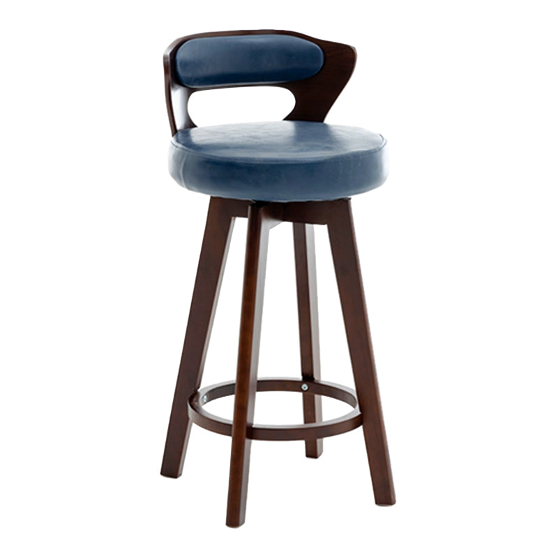 Contemporary Counter Round Bar Stool Armless Wood Bar Stool with Footrest