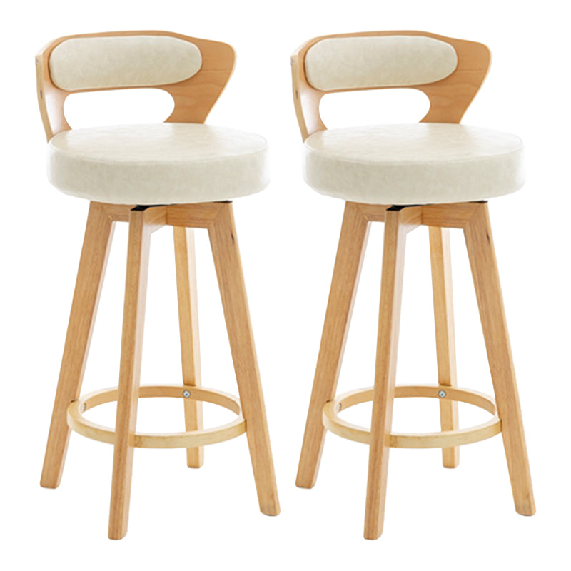 Contemporary Counter Round Bar Stool Armless Wood Bar Stool with Footrest