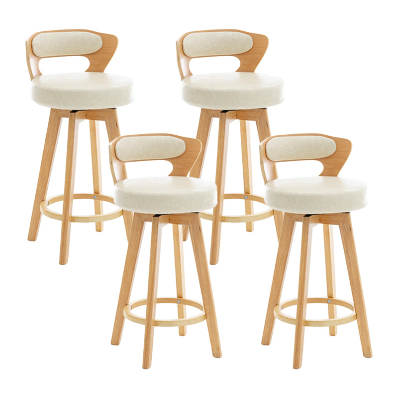 Contemporary Counter Round Bar Stool Armless Wood Bar Stool with Footrest