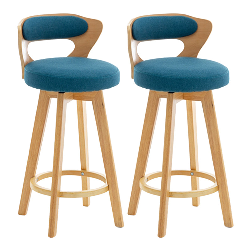 Contemporary Counter Round Bar Stool Armless Wood Bar Stool with Footrest