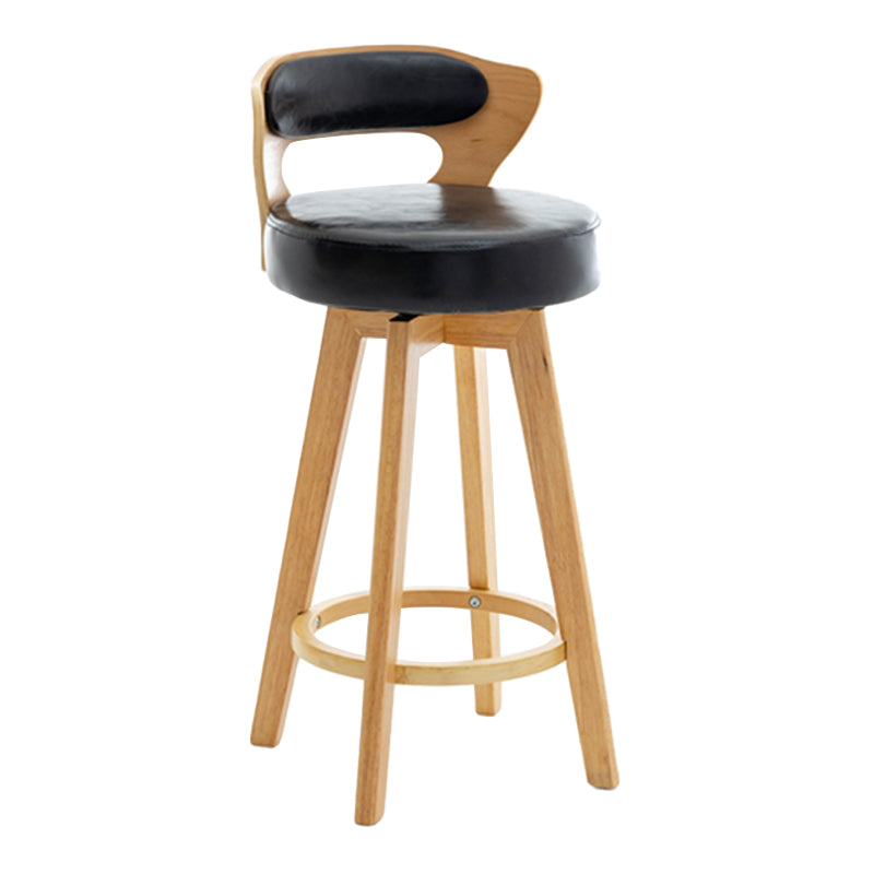 Contemporary Counter Round Bar Stool Armless Wood Bar Stool with Footrest