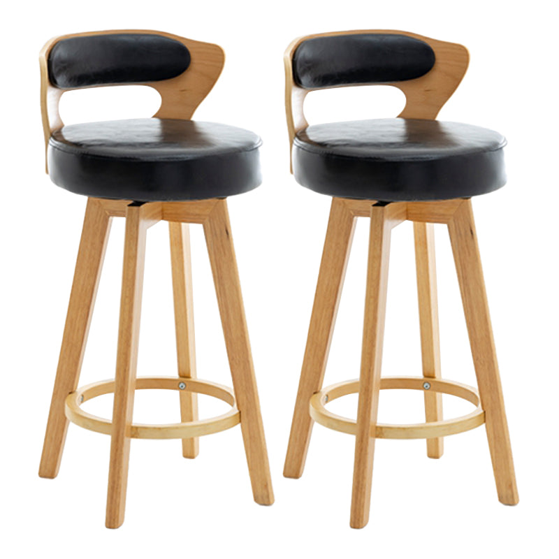 Contemporary Counter Round Bar Stool Armless Wood Bar Stool with Footrest