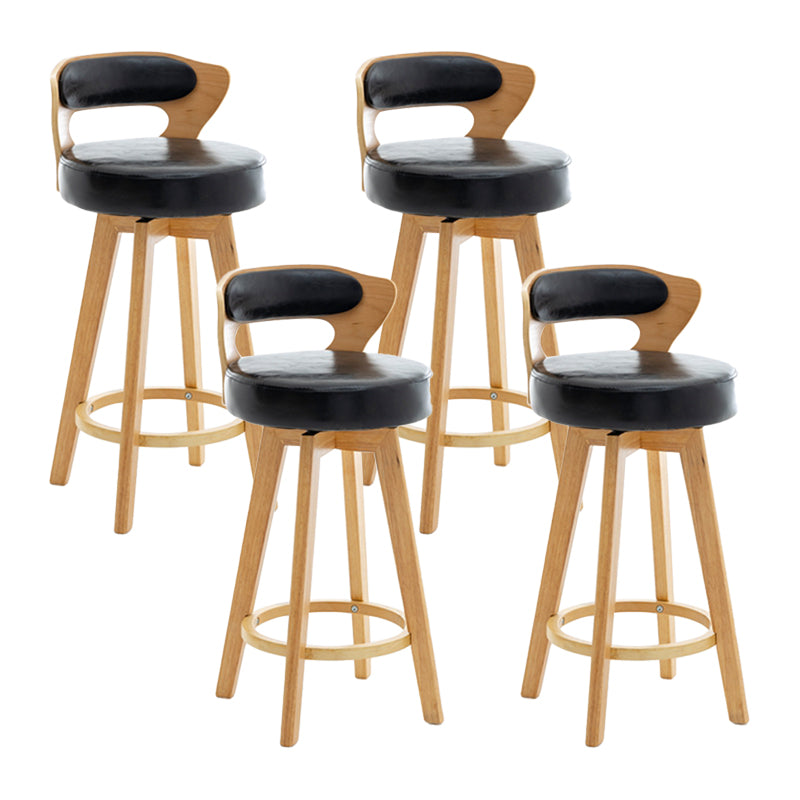 Contemporary Counter Round Bar Stool Armless Wood Bar Stool with Footrest