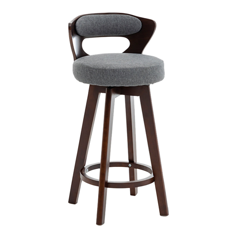 Contemporary Counter Round Bar Stool Armless Wood Bar Stool with Footrest