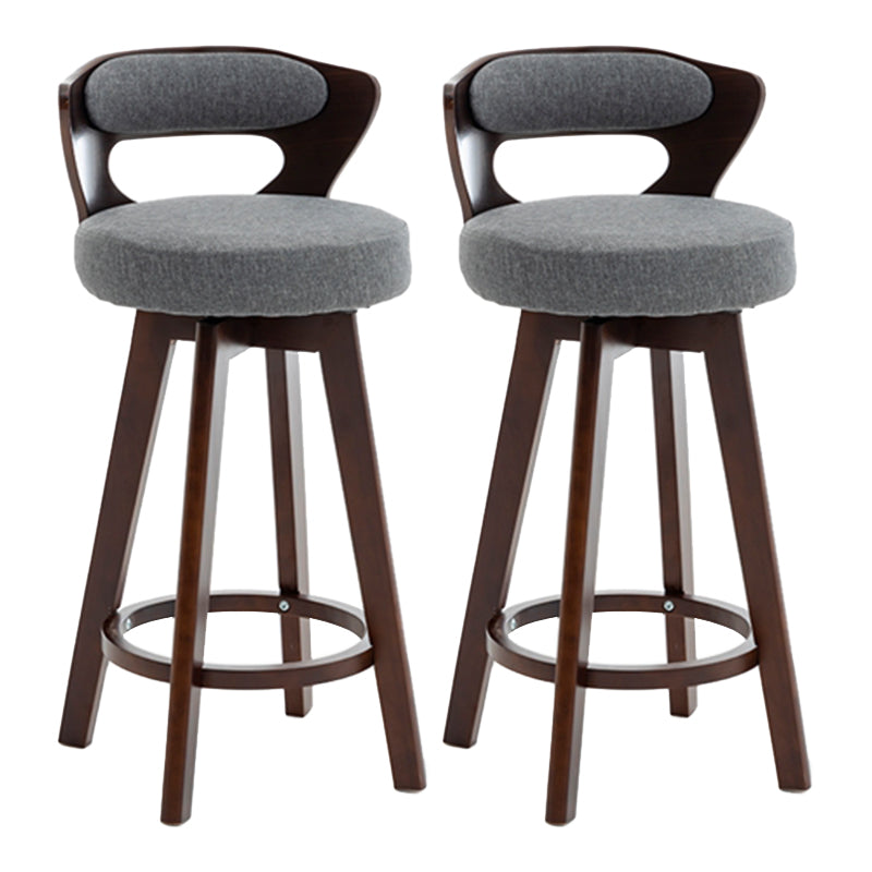 Contemporary Counter Round Bar Stool Armless Wood Bar Stool with Footrest