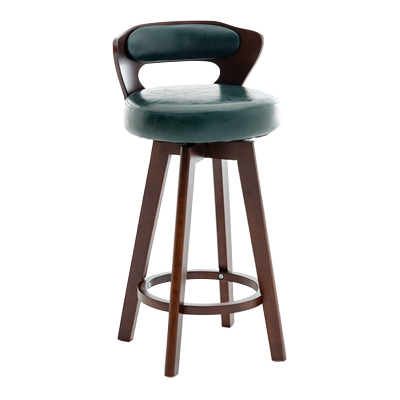 Contemporary Counter Round Bar Stool Armless Wood Bar Stool with Footrest