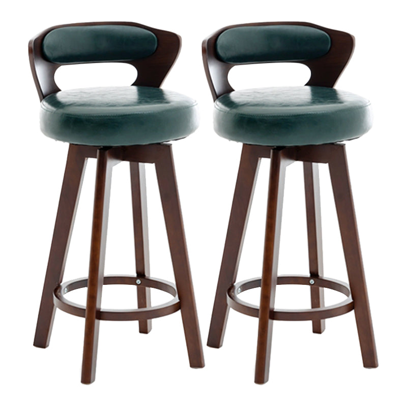 Contemporary Counter Round Bar Stool Armless Wood Bar Stool with Footrest