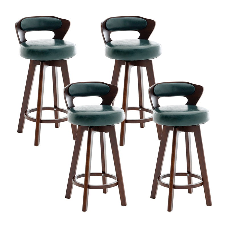 Contemporary Counter Round Bar Stool Armless Wood Bar Stool with Footrest