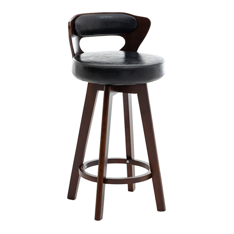 Contemporary Counter Round Bar Stool Armless Wood Bar Stool with Footrest