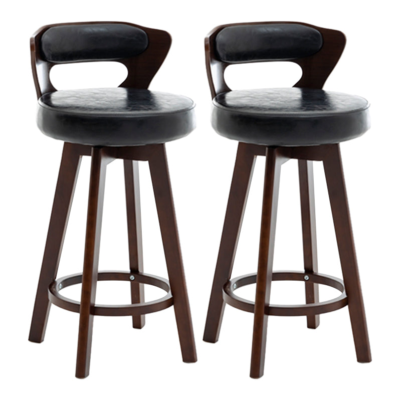 Contemporary Counter Round Bar Stool Armless Wood Bar Stool with Footrest