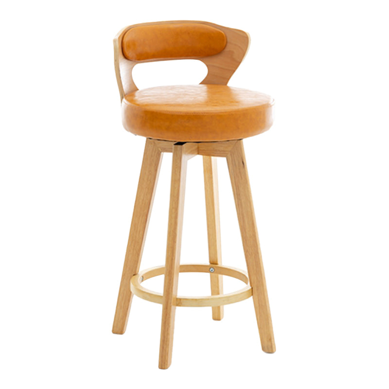 Contemporary Counter Round Bar Stool Armless Wood Bar Stool with Footrest