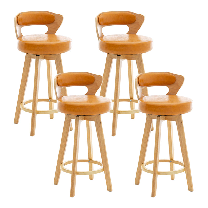 Contemporary Counter Round Bar Stool Armless Wood Bar Stool with Footrest