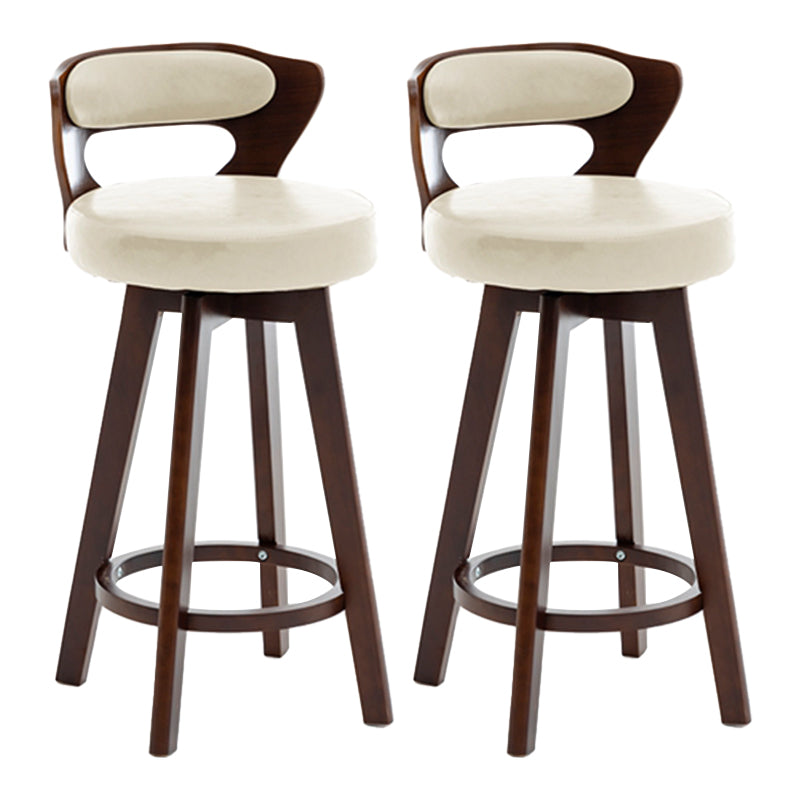 Contemporary Counter Round Bar Stool Armless Wood Bar Stool with Footrest