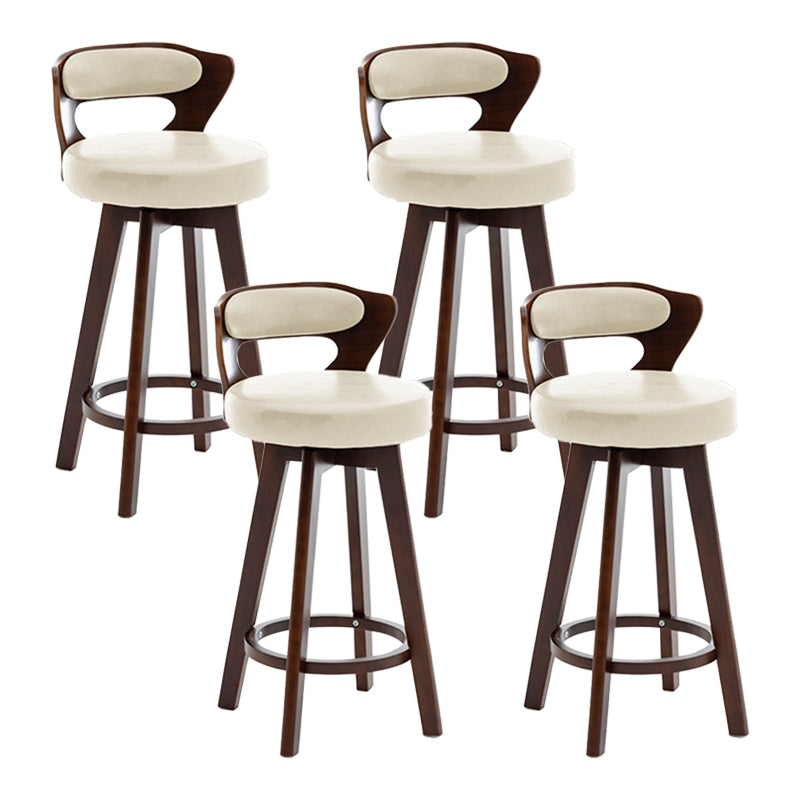 Contemporary Counter Round Bar Stool Armless Wood Bar Stool with Footrest