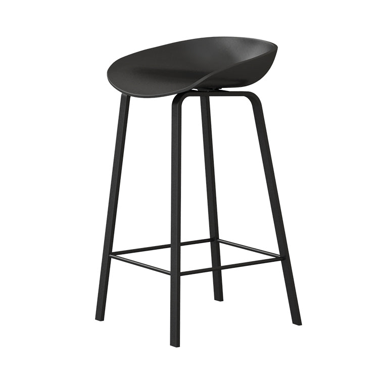 Taburete de bar con respaldo bajo y reposapiés moderno, cubo de plástico para interior, taburete de altura contraria