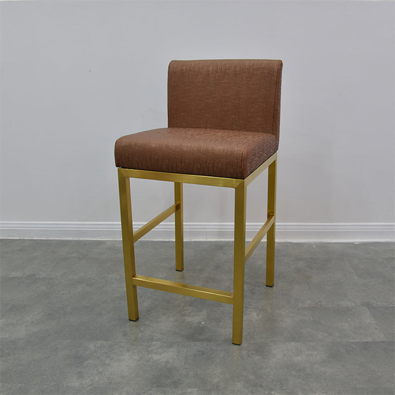 Glam Barhocker ohne Rückenlehne, Edelstahl, für Juweliergeschäfte, Barhocker mit Kissen
