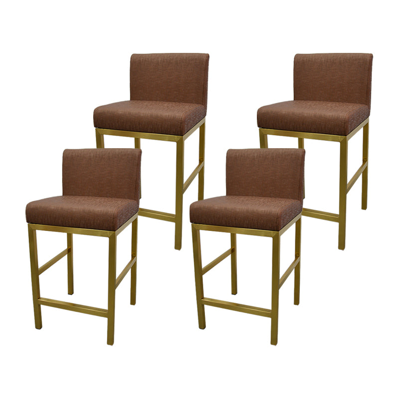 Taburete de bar con respaldo sin brazos Glam, taburete de bar de joyería de acero inoxidable con cojín