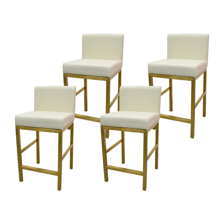 Taburete de bar con respaldo sin brazos Glam, taburete de bar de joyería de acero inoxidable con cojín