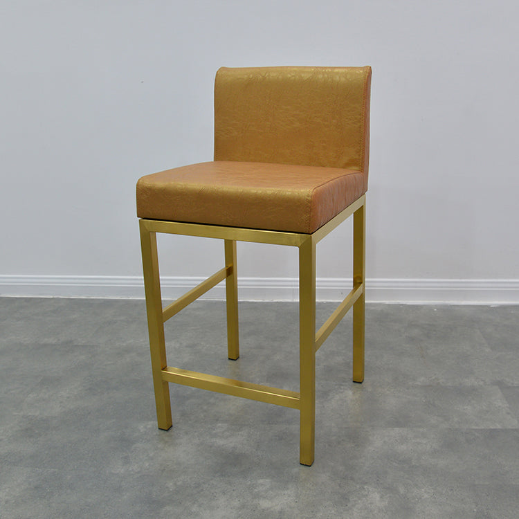 Glam Barhocker ohne Rückenlehne, Edelstahl, für Juweliergeschäfte, Barhocker mit Kissen