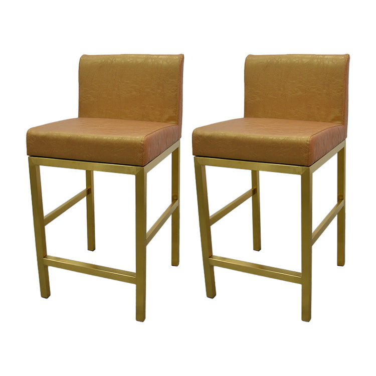 Taburete de bar con respaldo sin brazos Glam, taburete de bar de joyería de acero inoxidable con cojín