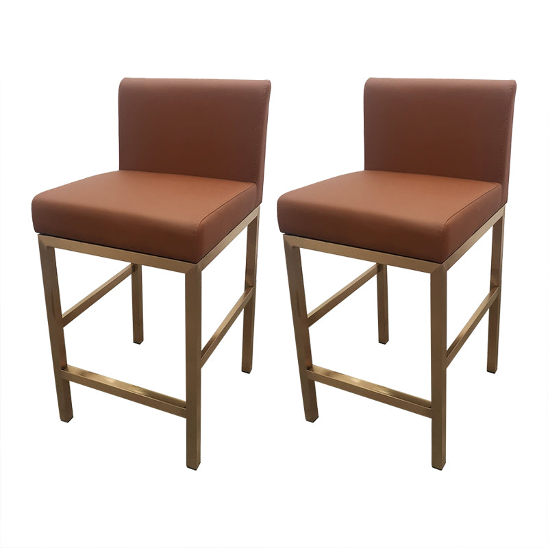 Taburete de bar con respaldo sin brazos Glam, taburete de bar de joyería de acero inoxidable con cojín