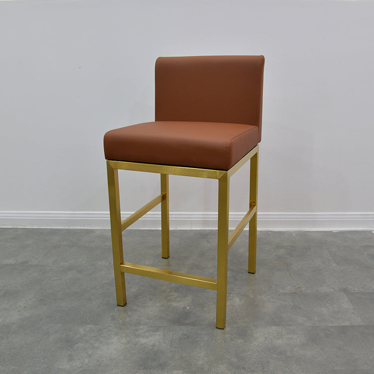 Glam Barhocker ohne Rückenlehne, Edelstahl, für Juweliergeschäfte, Barhocker mit Kissen