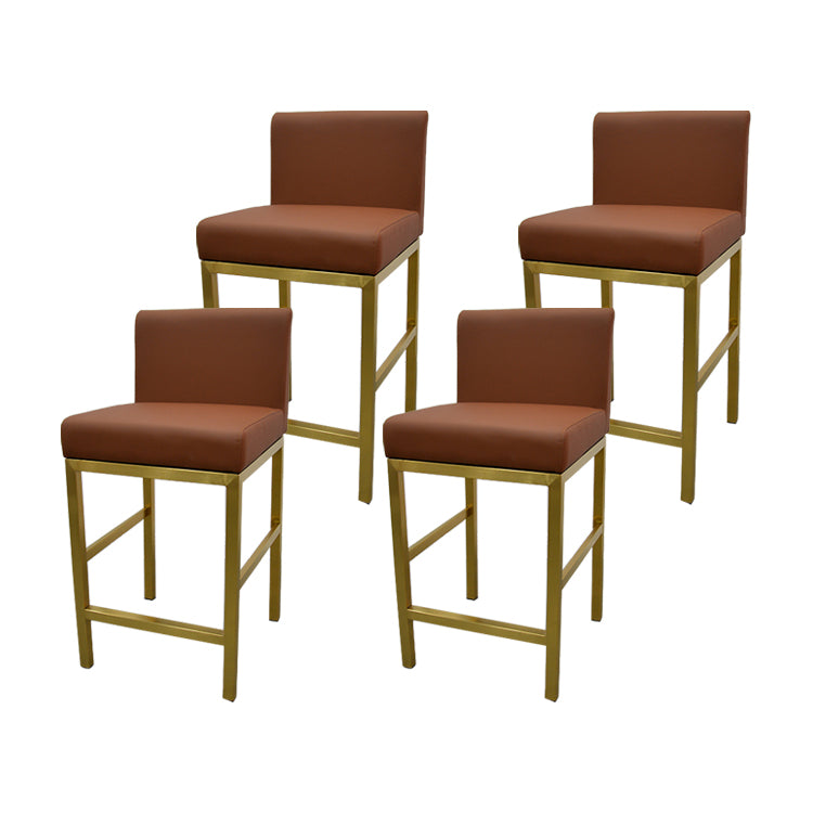 Taburete de bar con respaldo sin brazos Glam, taburete de bar de joyería de acero inoxidable con cojín
