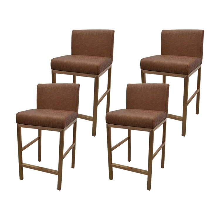 Taburete de bar con respaldo sin brazos Glam, taburete de bar de joyería de acero inoxidable con cojín