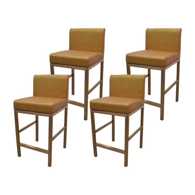 Taburete de bar con respaldo sin brazos Glam, taburete de bar de joyería de acero inoxidable con cojín
