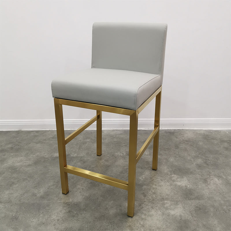 Glam Barhocker ohne Rückenlehne, Edelstahl, für Juweliergeschäfte, Barhocker mit Kissen
