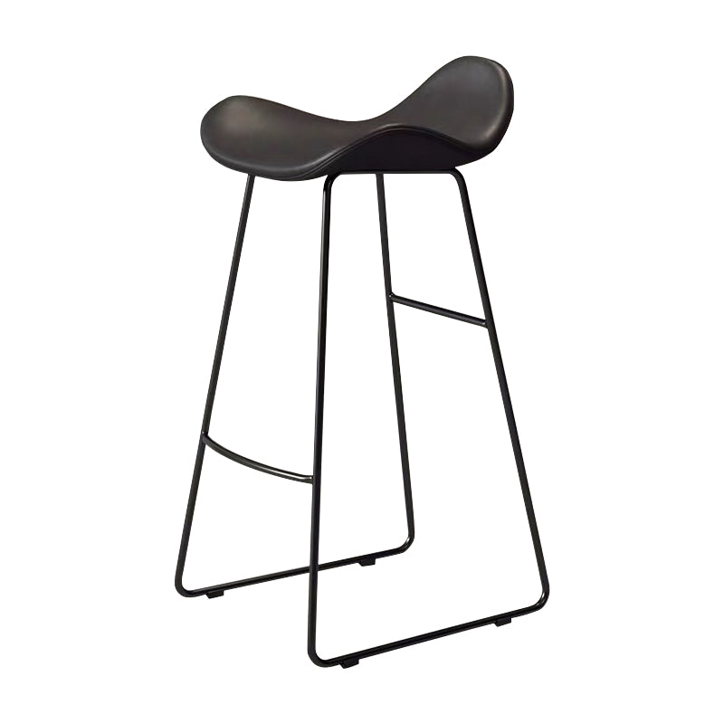 Glam Leather Bar Stools Patio Bar Stool with Iron Legs and Low Back