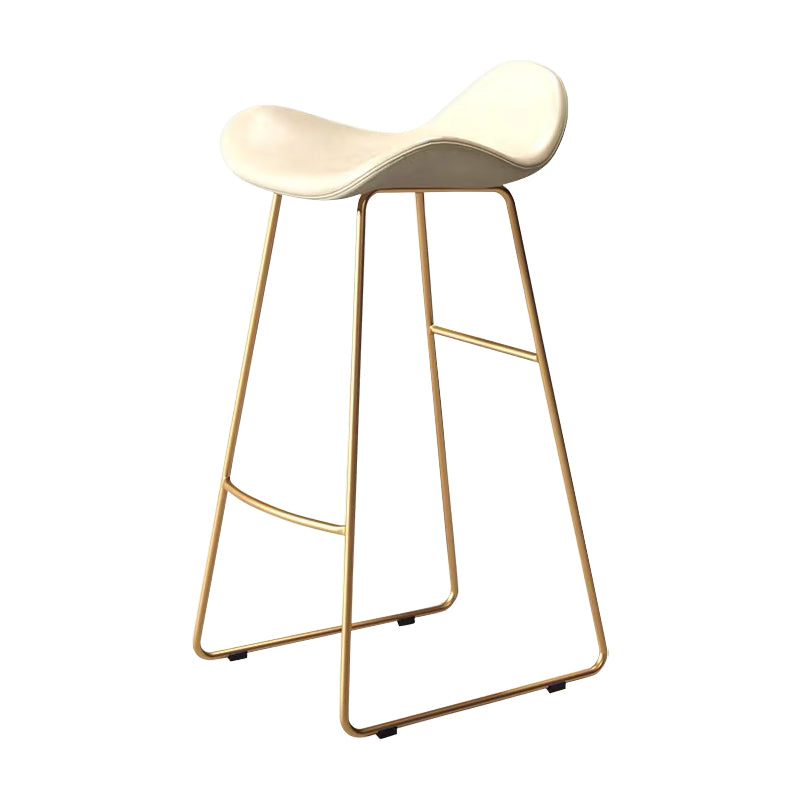 Glam Leather Bar Stools Patio Bar Stool with Iron Legs and Low Back