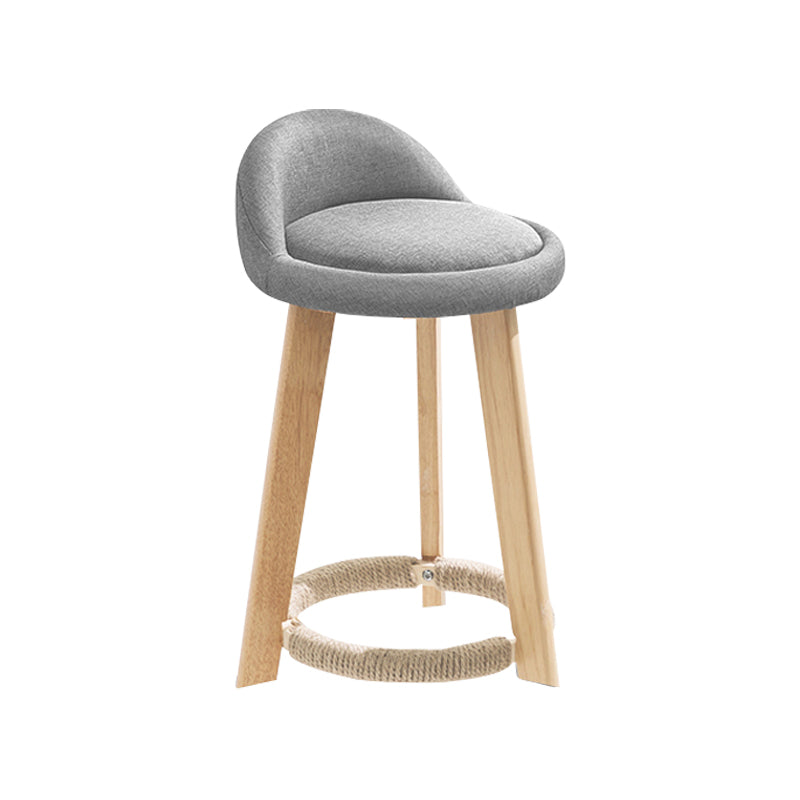 Moderner Barhocker mit Fußstütze aus Stoff für den Innenbereich, runder Thekenhocker mit niedriger Rückenlehne und Holzbeinen