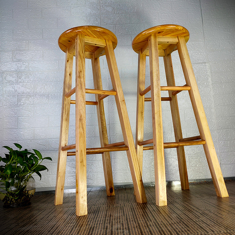 Moderner armloser rückenloser Thekeschatzhocker Holzhaushalshocker mit Holzsitz